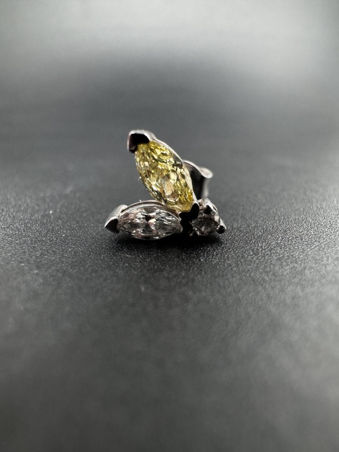 Earrings yellow and white lab grown diamonds marquises 1piece
