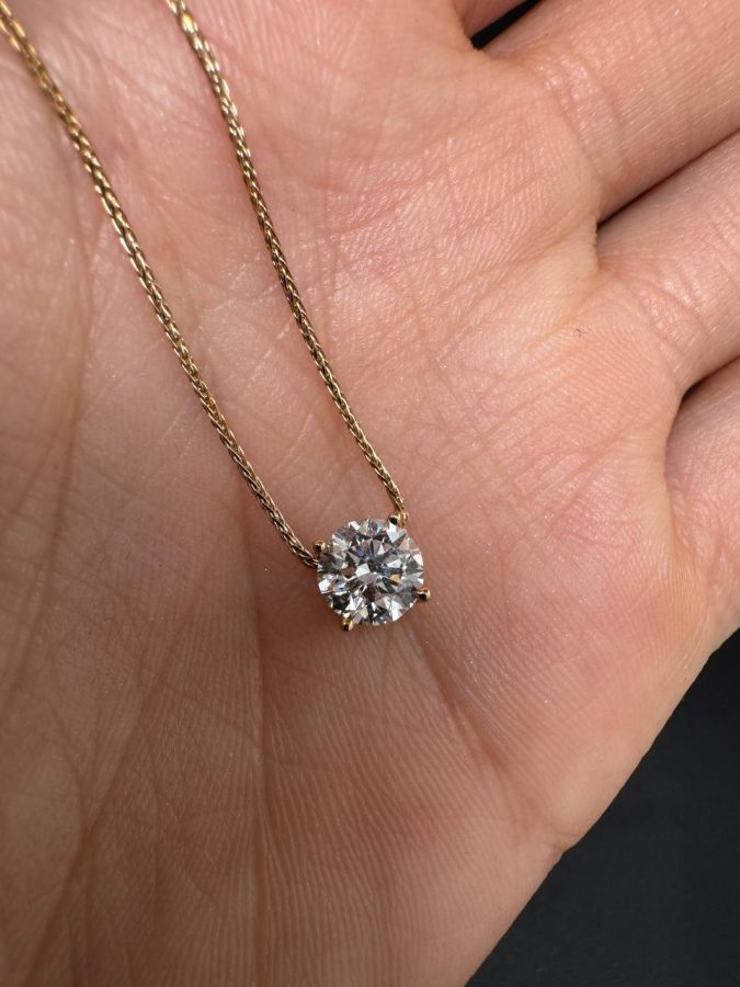Necklace 0,5 ct lab grown diamond yellow gold
