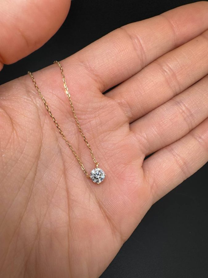Necklace 0,5 ct lab grown diamond yellow 14k gold