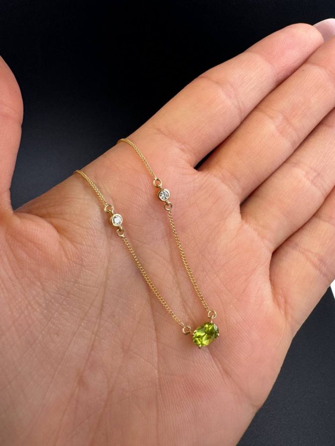 Necklace Peridot + lab grown diamonds