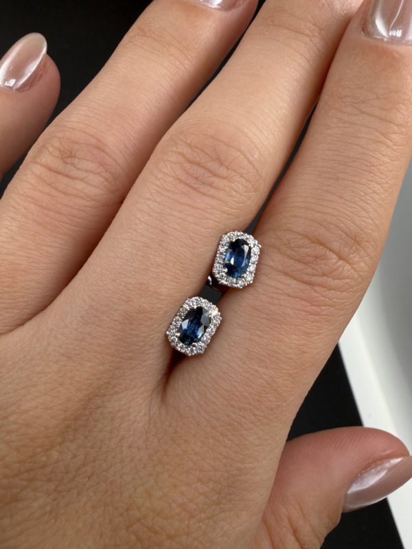 Sapphire and Diamond Earrings – White Gold – photo 1 of 2