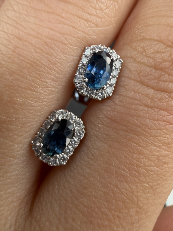 Sapphire and Diamond Earrings – White Gold – photo 2 of 2