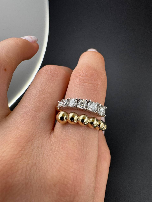 Lab-Grown Diamond and Gold Bead Ring – Yellow Gold, 0.92 ct – photo 2 of 3