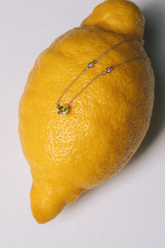 Peridot and Lab-Grown Diamond Necklace – Yellow Gold – photo 2 of 2