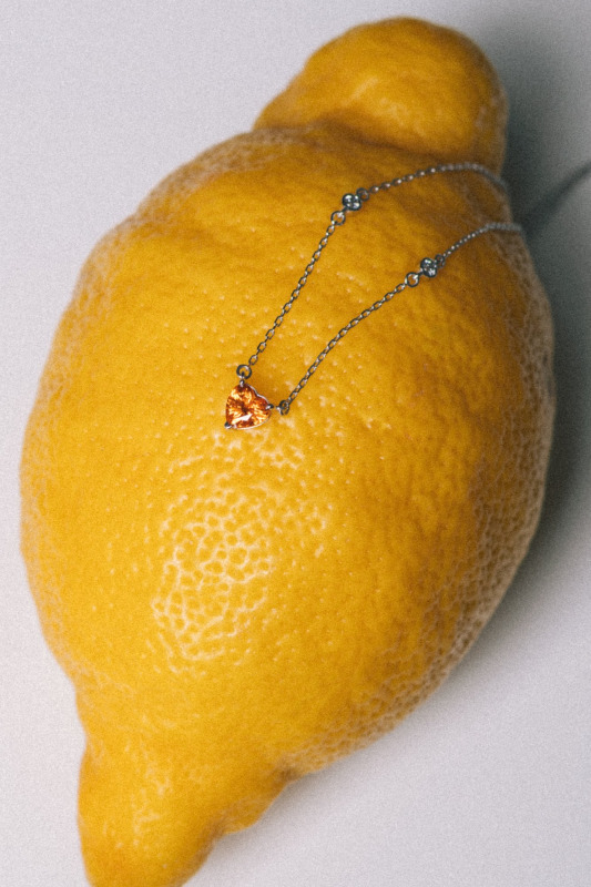 Spessartine and Lab-Grown Diamond Necklace – White Gold – photo 2 of 2
