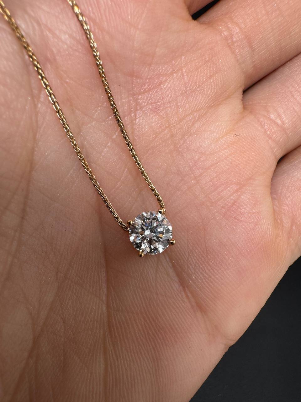 Lab-Grown Diamond Solitaire Necklace – Yellow Gold, 0.5 ct