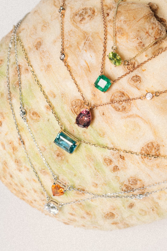 Blue Zircon Necklace – Yellow Gold – photo 2 of 2