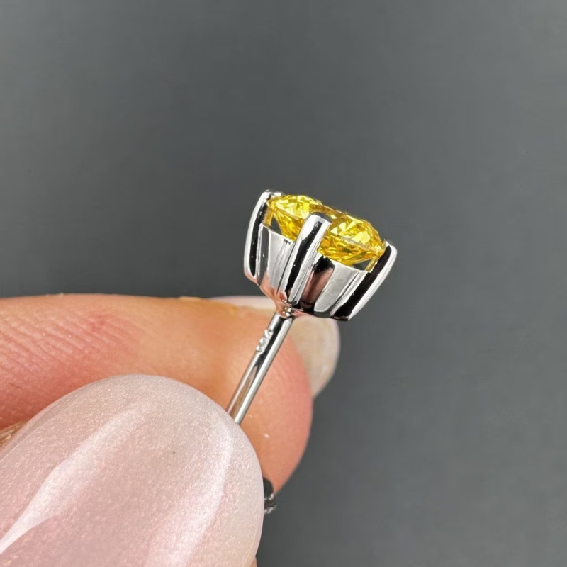 Lab-Grown Yellow Diamond Stud Earrings – White Gold, 1 ct – photo 4 of 4