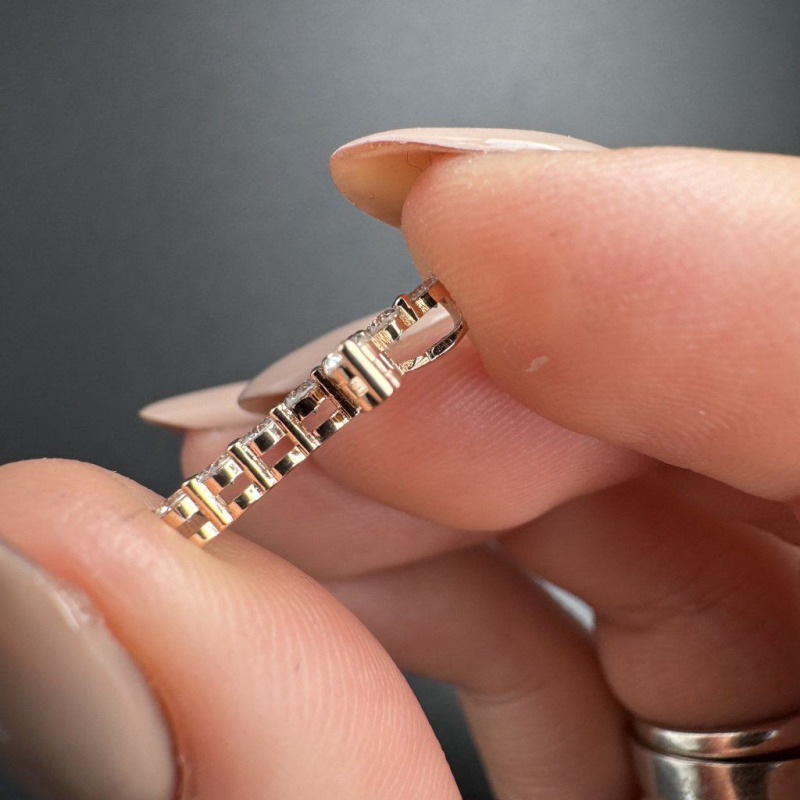 Gold Cross with a Row of Diamonds – White Gold – photo 5 of 9