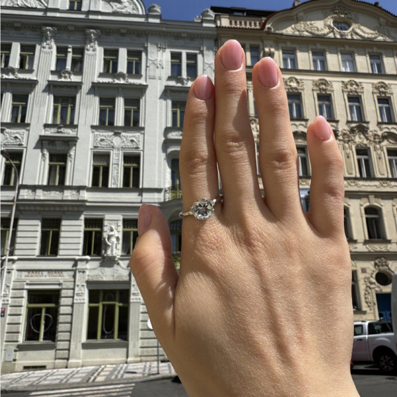 Ring with Diamonds and Aquamarine – White Gold – photo 9 of 10