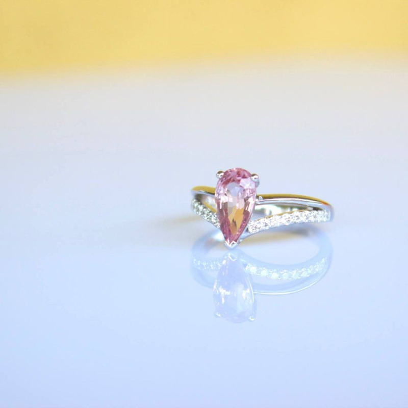 Ring with Diamonds and Coloured Gemstones – White Gold, 14 ct – photo 3 of 5