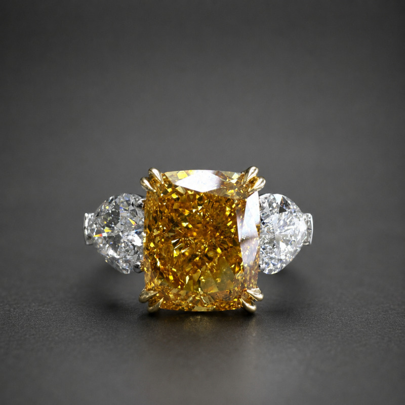 Ring with a Fancy Yellow Lab-Grown Diamond