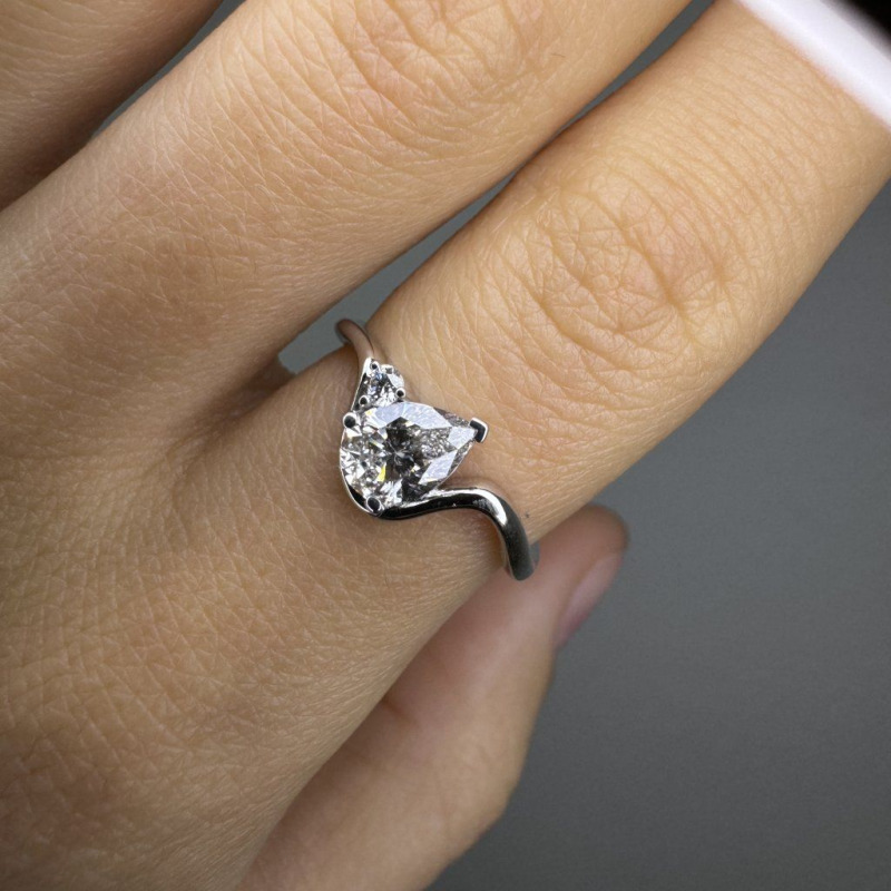 Asymmetric Ring with a Pear-Cut Diamond – photo 3 of 3