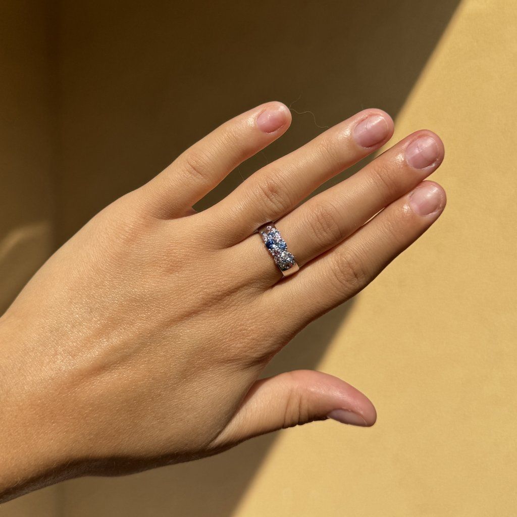 Ring with Pink and Blue Sapphires and Diamonds – photo 1 of 7