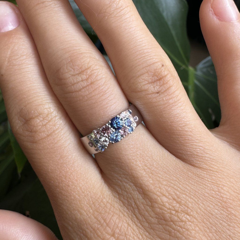 Ring with Pink and Blue Sapphires and Diamonds – photo 2 of 7