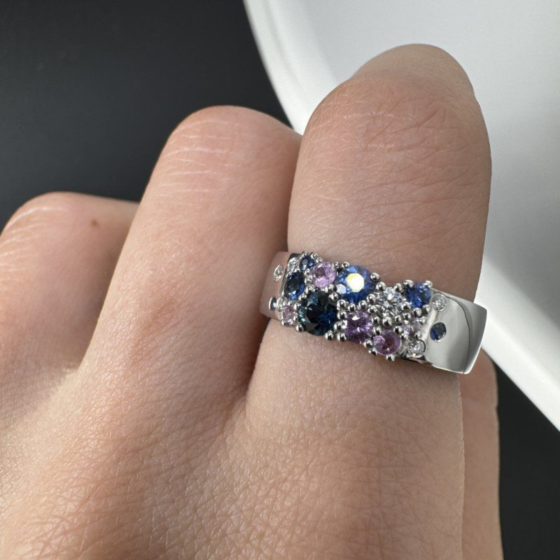 Ring with Pink and Blue Sapphires and Diamonds – photo 7 of 7