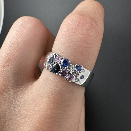 Ring with Pink and Blue Sapphires and Diamonds