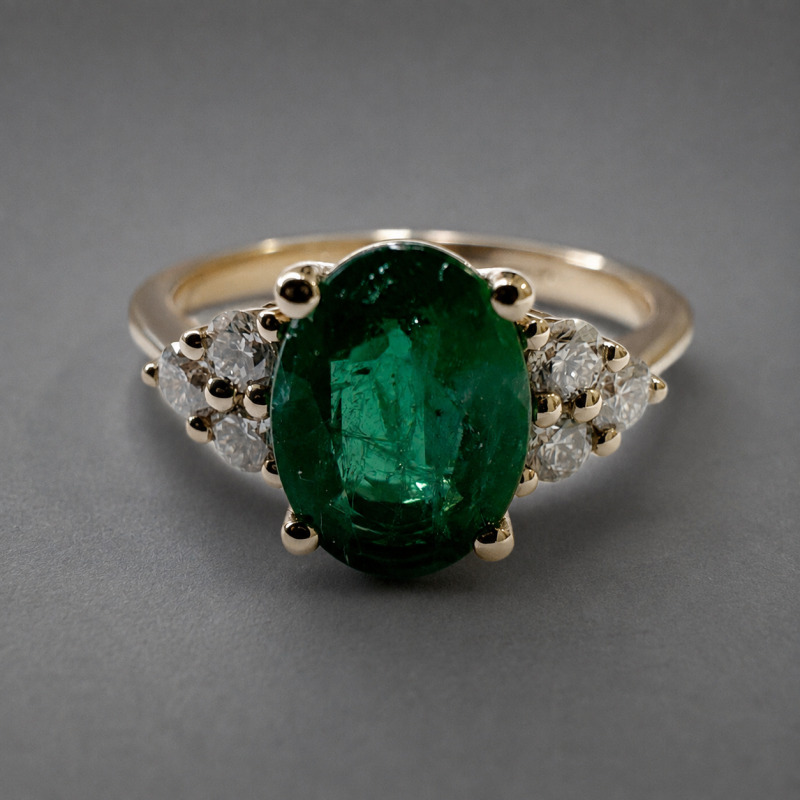Emerald and Diamond Ring – Rose Gold – photo 2 of 2