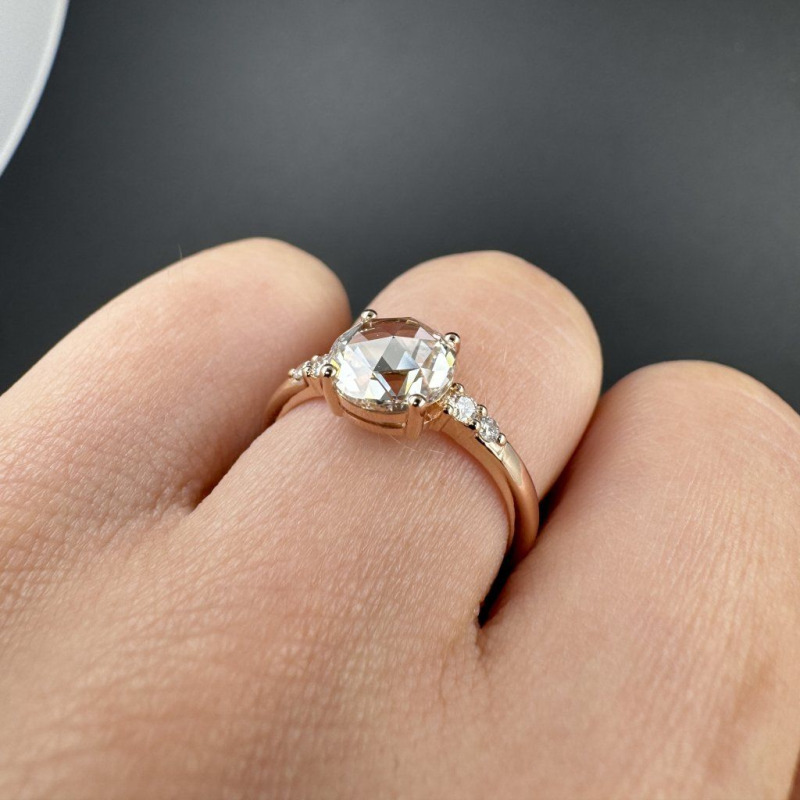 Ring with Round Rose Cut Diamond, 1.09 ct – photo 4 of 8