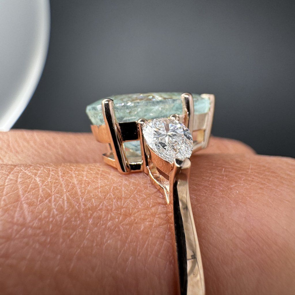 Ring with Paraiba Tourmaline and Natural Diamonds – Rose Gold – photo 1 of 10