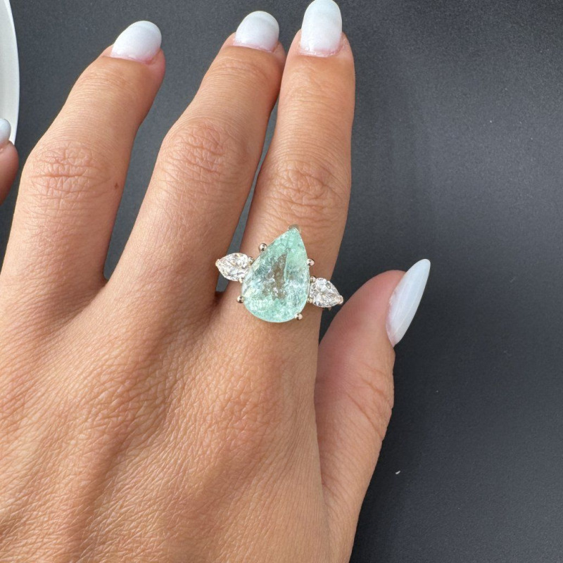 Ring with Paraiba Tourmaline and Natural Diamonds – Rose Gold – photo 2 of 10