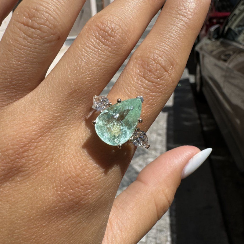 Ring with Paraiba Tourmaline and Natural Diamonds – Rose Gold – photo 4 of 10