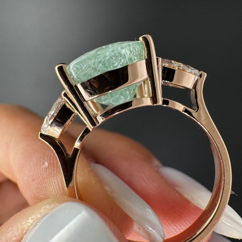 Ring with Paraiba Tourmaline and Natural Diamonds – Rose Gold – photo 7 of 10
