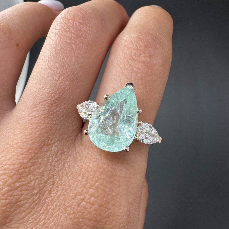 Ring with Paraiba Tourmaline and Natural Diamonds – Rose Gold – photo 8 of 10