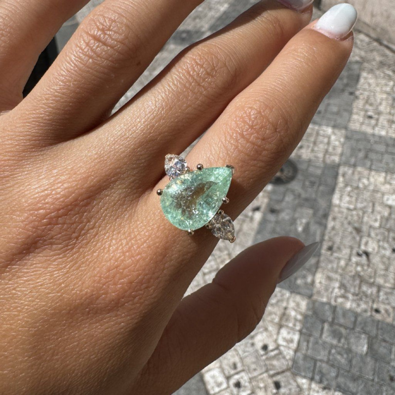 Ring with Paraiba Tourmaline and Natural Diamonds – Rose Gold – photo 10 of 10