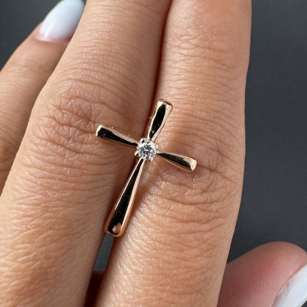 Elegant Cross with Laboratory Diamond – Rose Gold – photo 1 of 6