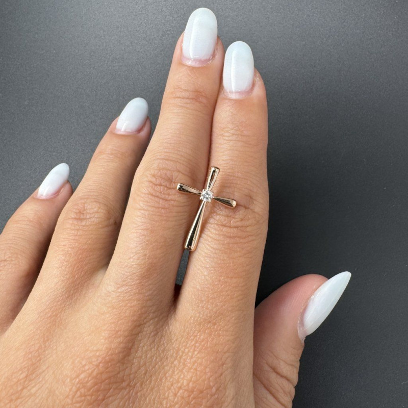 Elegant Cross with Laboratory Diamond – Rose Gold – photo 2 of 6