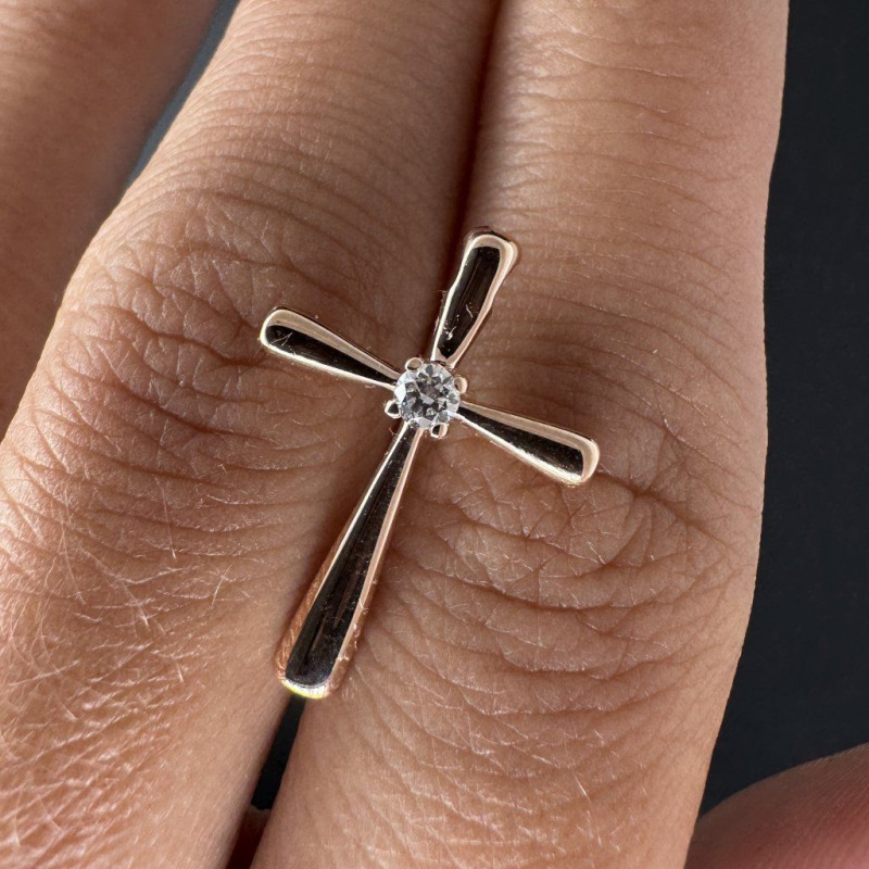 Elegant Cross with Laboratory Diamond – Rose Gold – photo 3 of 6