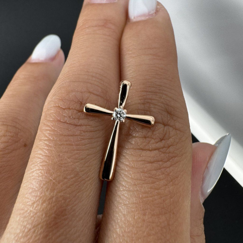 Elegant Cross with Laboratory Diamond – Rose Gold – photo 4 of 6