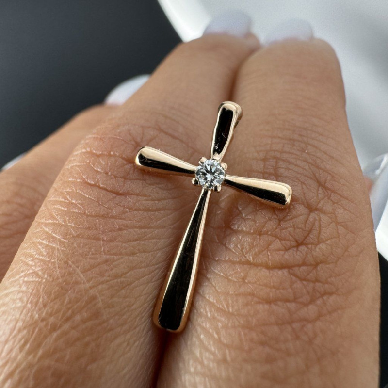 Elegant Cross with Laboratory Diamond – Rose Gold – photo 5 of 6