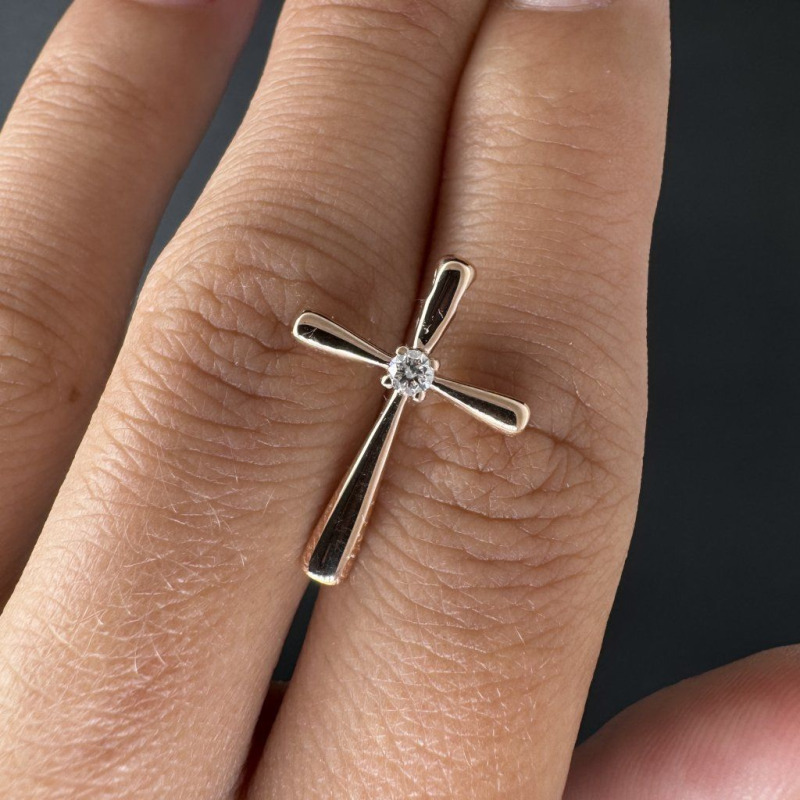 Elegant Cross with Laboratory Diamond – Rose Gold – photo 6 of 6
