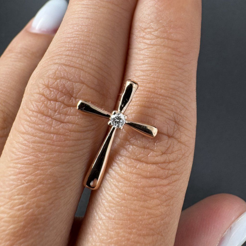 Elegant Cross with Laboratory Diamond – Rose Gold – photo 1 of 6