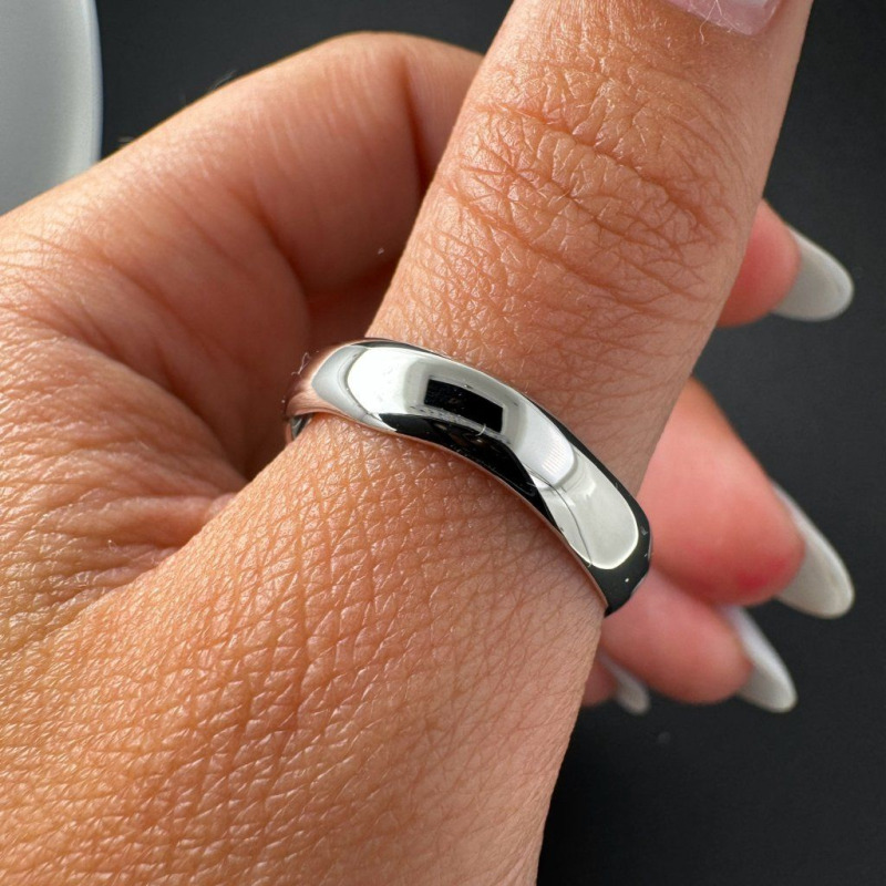 Wedding Ring with a Modern Silhouette – White Gold – photo 5 of 6