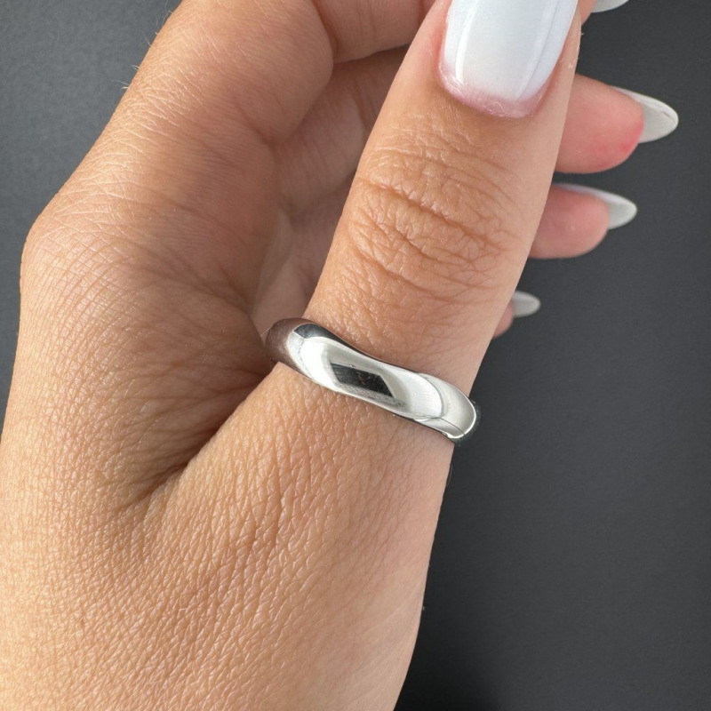 Wedding Ring with a Modern Silhouette – White Gold – photo 6 of 6