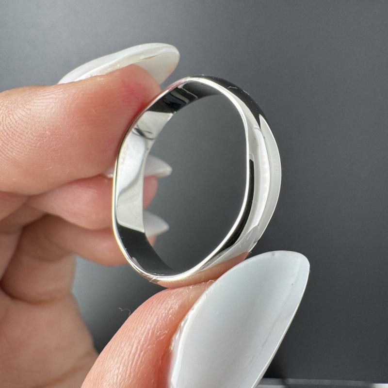 Wedding Ring with a Modern Silhouette – White Gold – photo 1 of 6