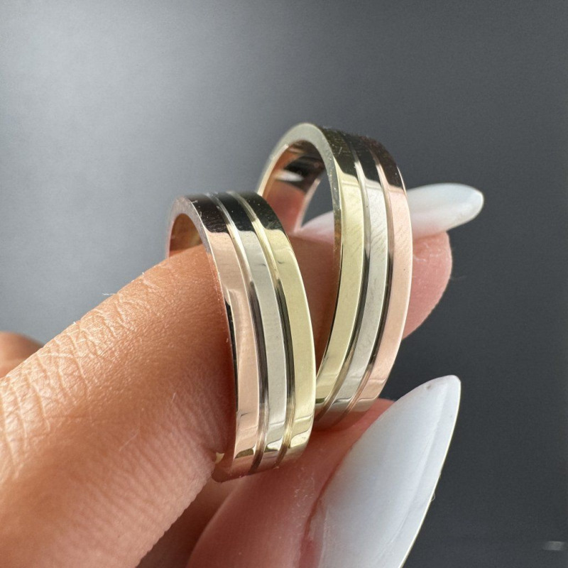 Wedding Bands in Three Shades of Gold – White Gold – photo 4 of 9