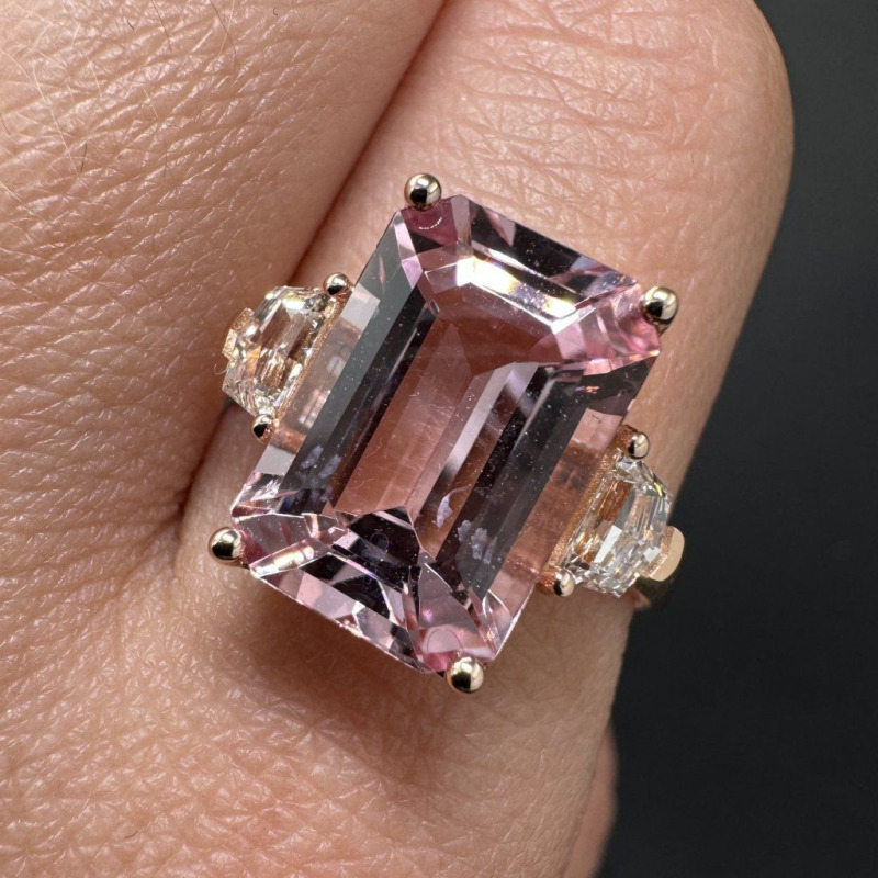 Gold Ring with Morganite and Side Brilliants – White Gold – photo 11 of 11