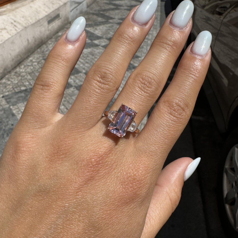 Gold Ring with Morganite and Side Brilliants – White Gold – photo 1 of 11