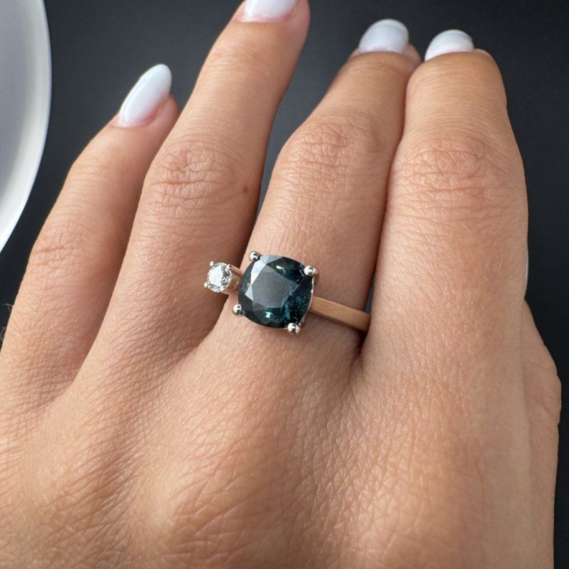 Ring with the Enchantment of Spinel and a Diamond Accent – White Gold – photo 11 of 11