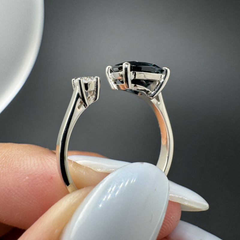 Ring with the Enchantment of Spinel and a Diamond Accent – White Gold – photo 5 of 11