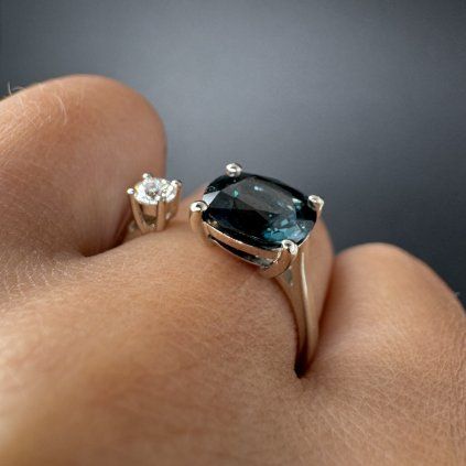 Ring with the Enchantment of Spinel and a Diamond Accent