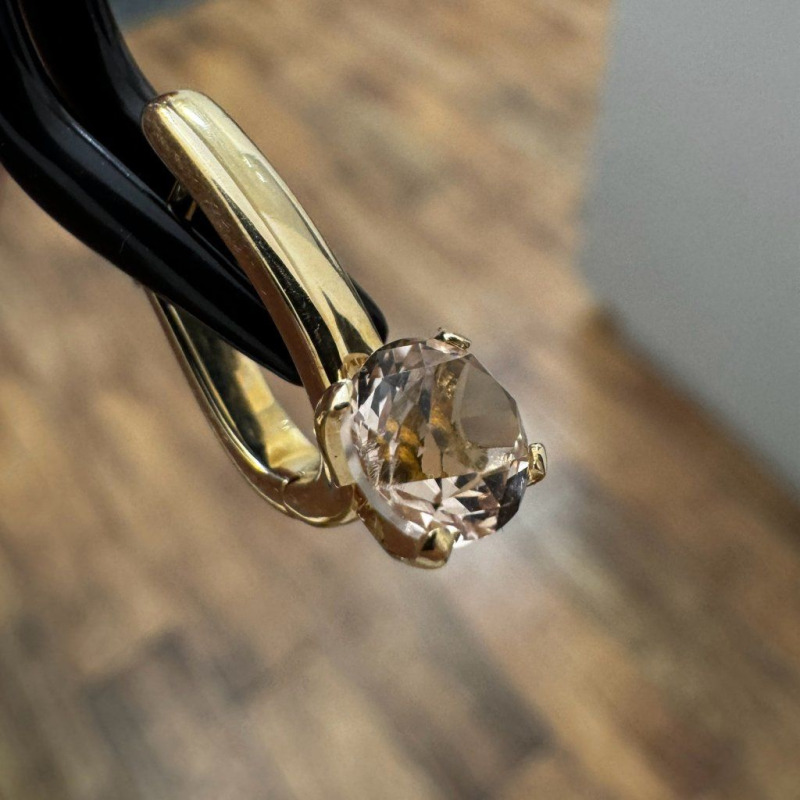 Yellow Gold Earrings with Wine Topazes – photo 2 of 5