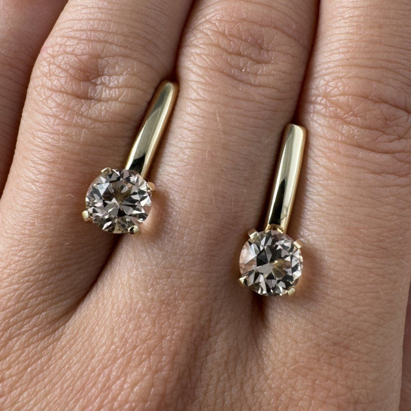 Yellow Gold Earrings with Wine Topazes – photo 4 of 5