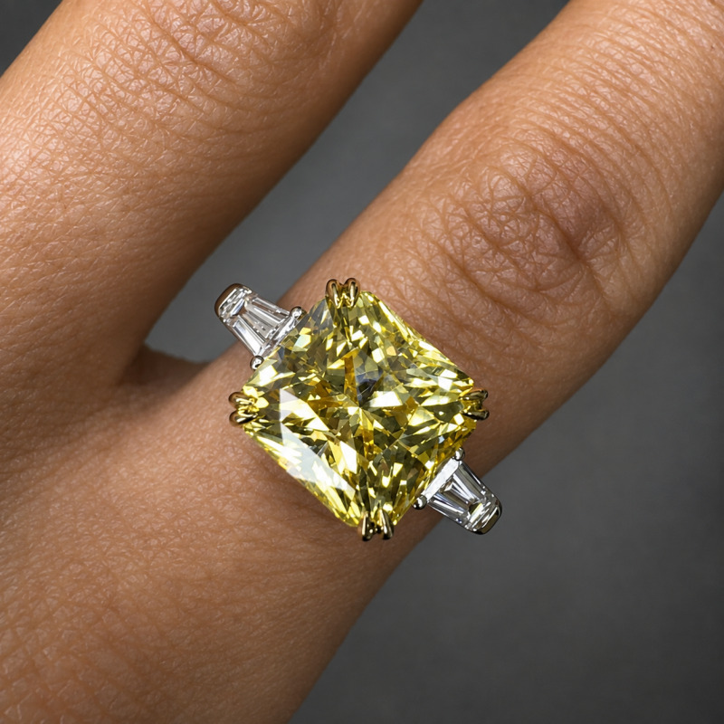 Ring with Yellow Sapphire and Diamonds