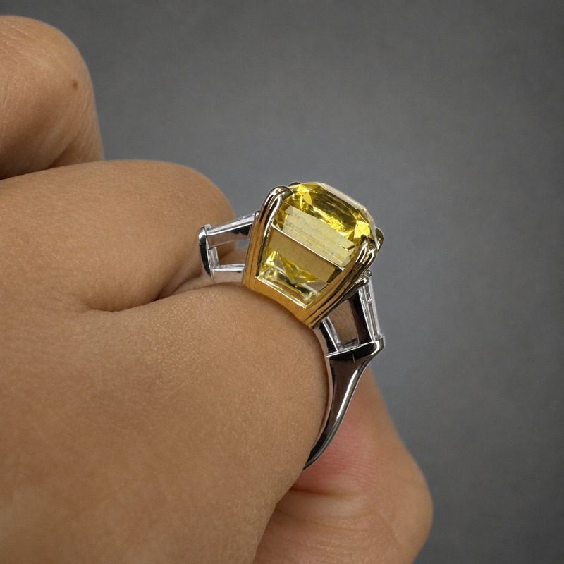 Ring with Yellow Sapphire and Diamonds, 8.11 ct – photo 3 of 4