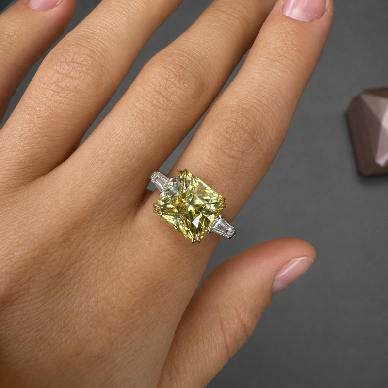 Ring with Yellow Sapphire and Diamonds, 8.11 ct – photo 4 of 4
